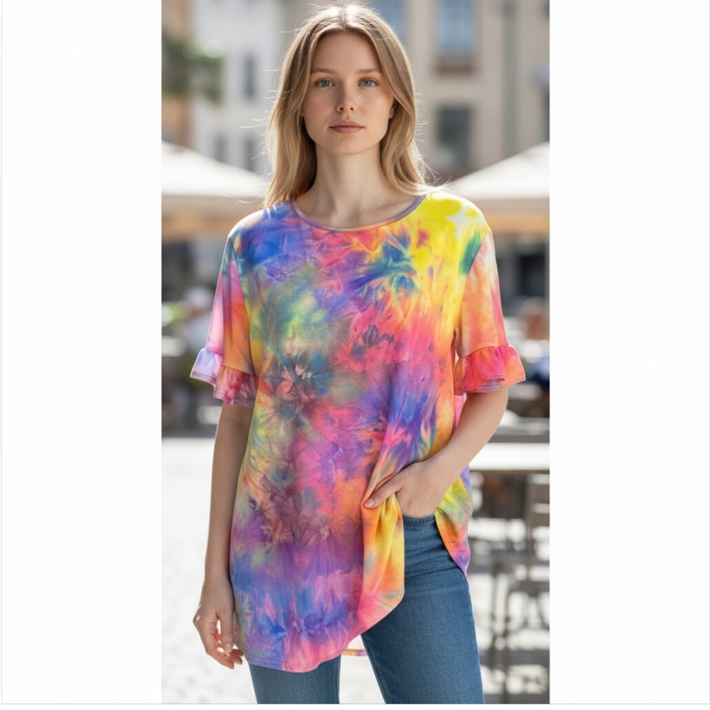 Cream &sugar Colorful Tie-Dye Women's Top
